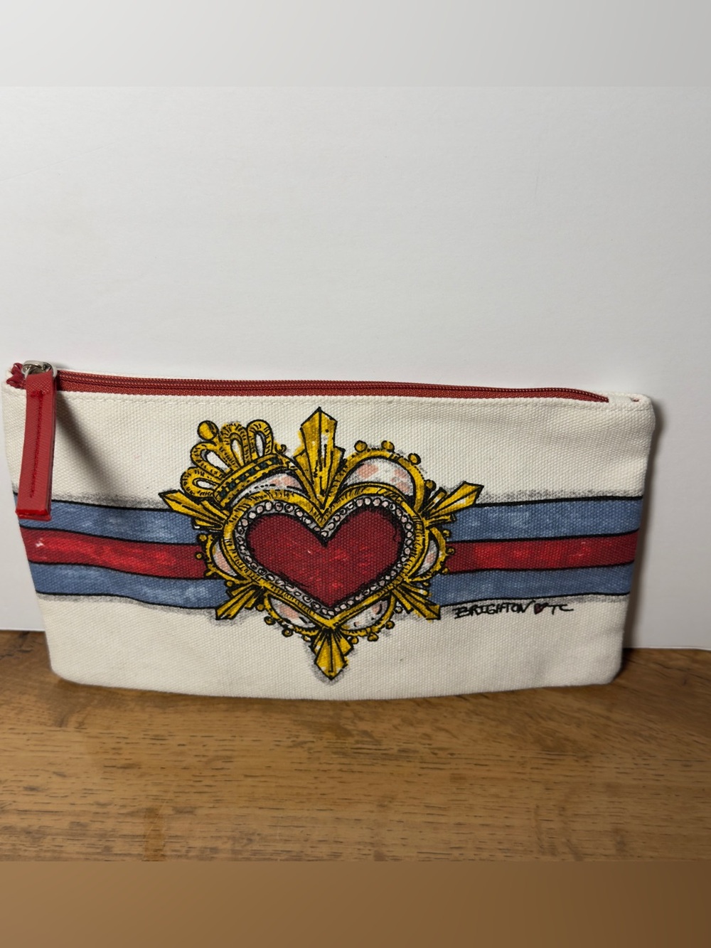 Brighton Heart Crest Canvas Pouch with Red Zip